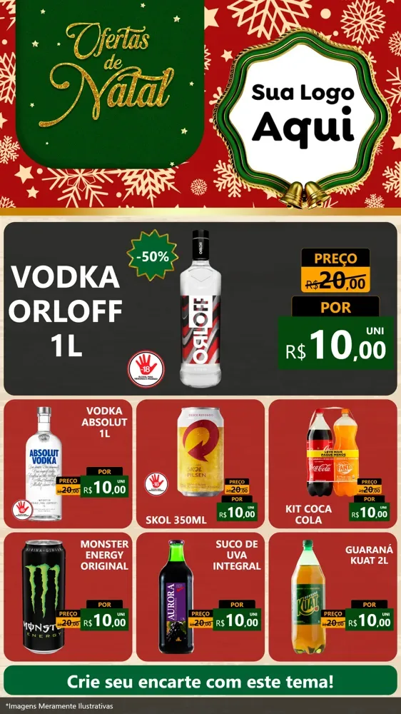 Modelo de Rede Social para Stories com o tema Natal de Ofertas para Distribuidora de bebidas