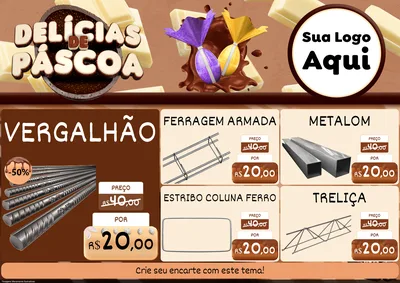 Modelo de Encarte para Encarte A4 Horizontal com o tema Delícias de Páscoa para Ferragens