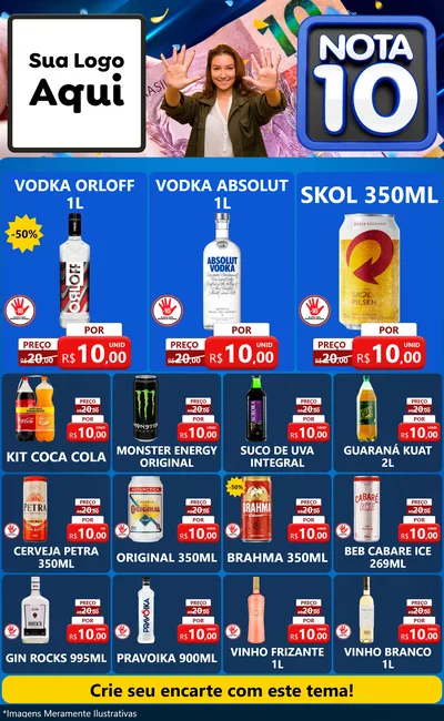 Modelo de Encarte para Encarte Grande com o tema Nota 10 para Distribuidora de bebidas