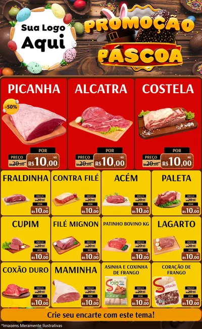 Modelo de Encarte para Encarte Grande com o tema Promoção Páscoa para Açougue