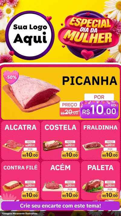 Modelo de Rede Social para Stories com o tema Especial Dia da Mulher para Açougue