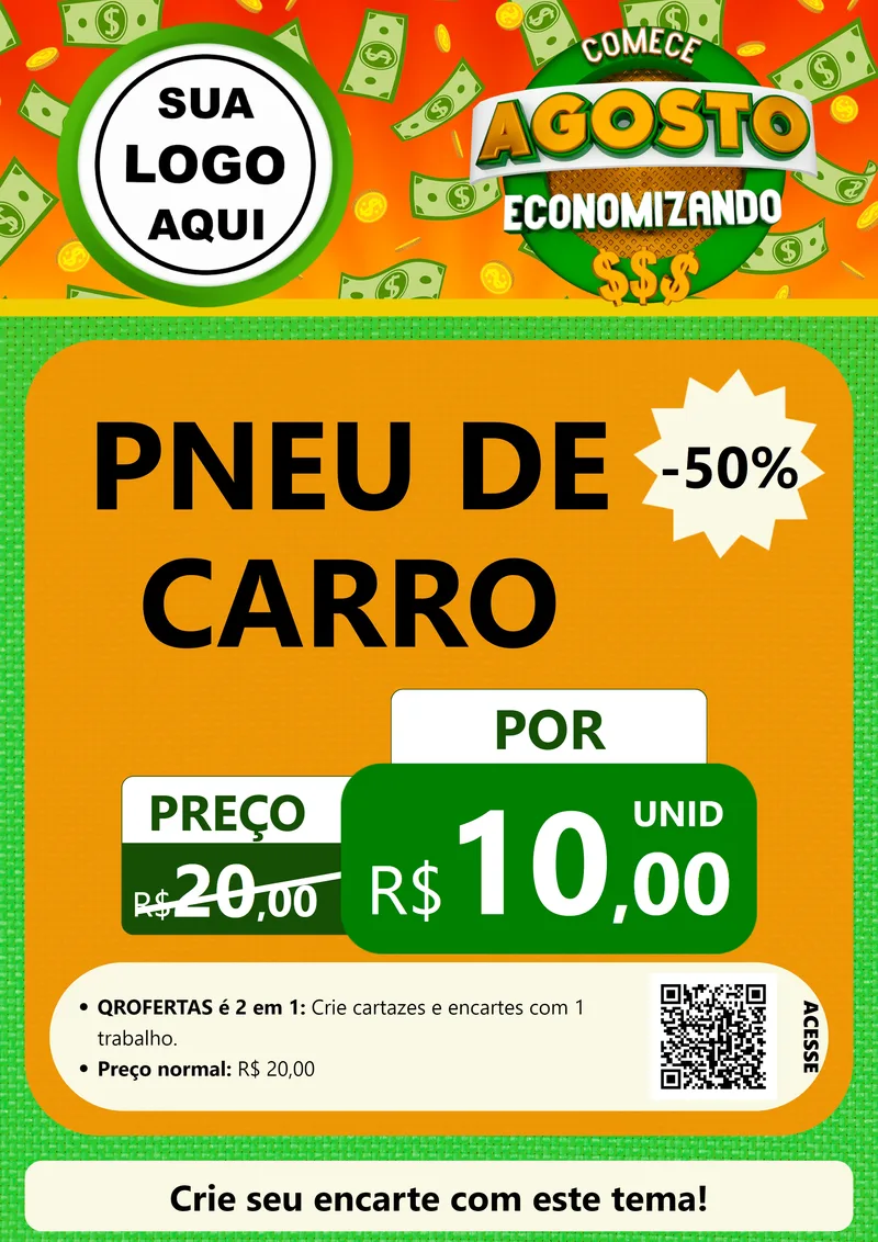 Modelo de Cartaz para Cartaz A4 Vertical com o tema Comece Agosto Economizando para Auto peças