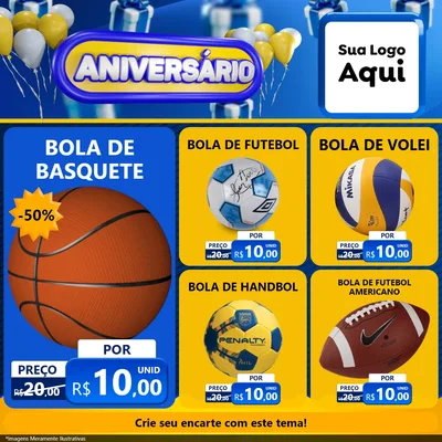 Modelo de Rede Social para Feed Facebook com o tema Aniversário para Artigos Esportivos