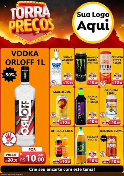 Modelo de Encarte para Encarte A4 Vertical com o tema Torra Preços para Distribuidora de bebidas