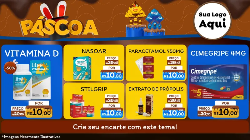 Modelo de TV para TV Horizontal com o tema Páscoa para Farmácia