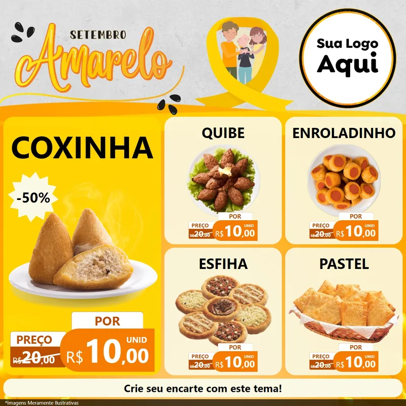 Modelo de Rede Social para Feed Facebook com o tema Setembro Amarelo para Salgadaria