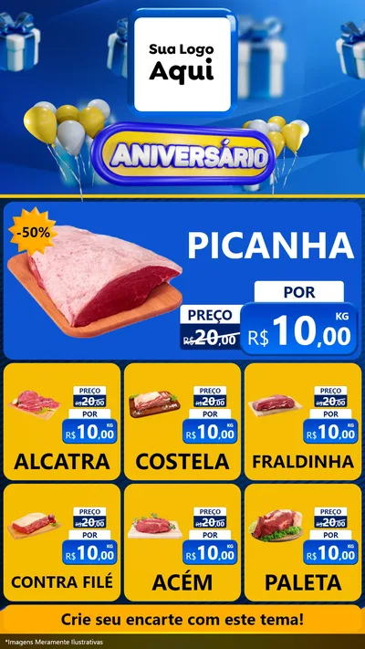 Modelo de Rede Social para Stories com o tema Aniversário para Açougue