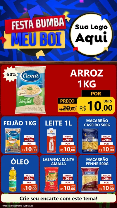 Modelo de Rede Social para Stories com o tema Festa Bumba meu Boi para Supermercado