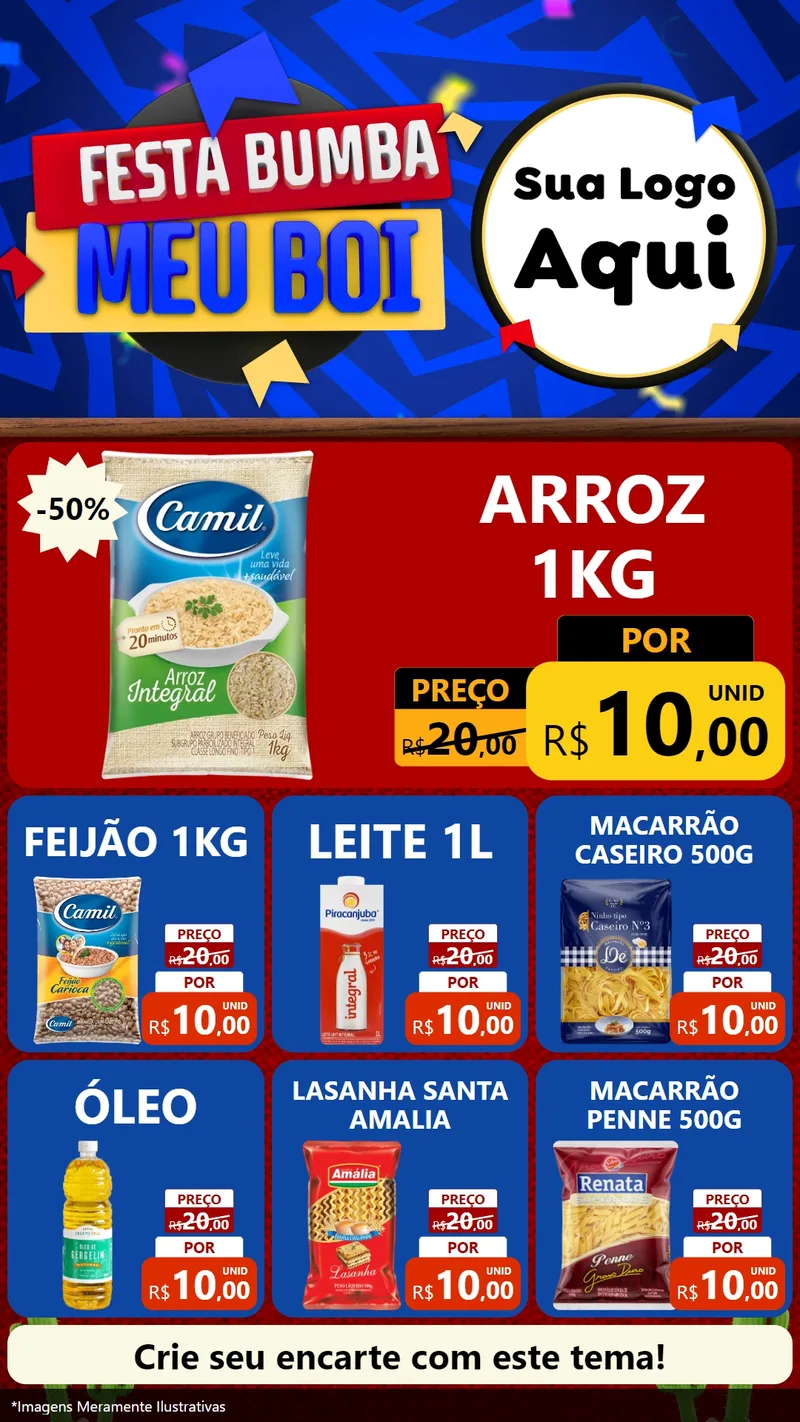 Modelo de Rede Social para Stories com o tema Festa Bumba meu Boi para Supermercado