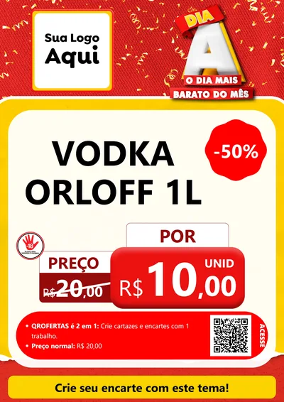 Modelo de Cartaz para Cartaz A4 Vertical com o tema Dia A o Dia Mais Barato do Mês para Distribuidora de bebidas
