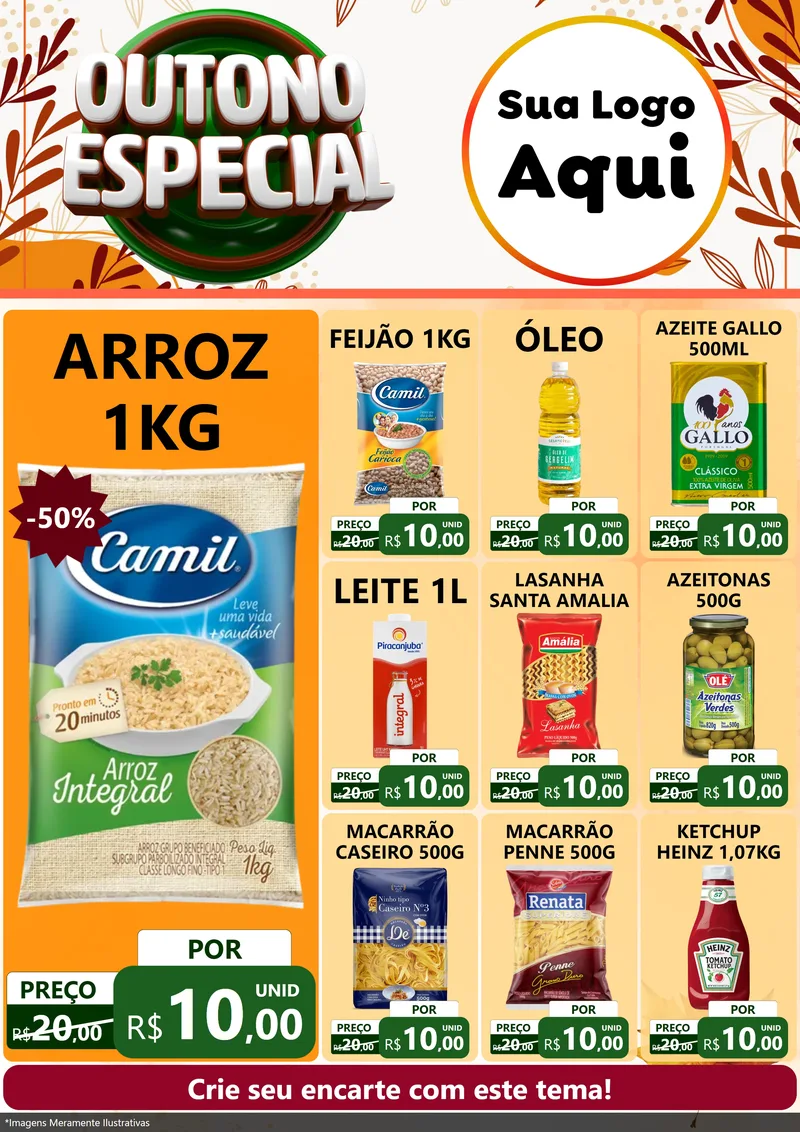 Modelo de Encarte para Encarte A4 Vertical com o tema Outono Especial para Supermercado