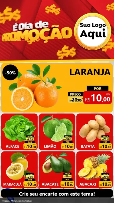 Modelo de Rede Social para Stories com o tema É Dia De Promoção para Hortifrúti