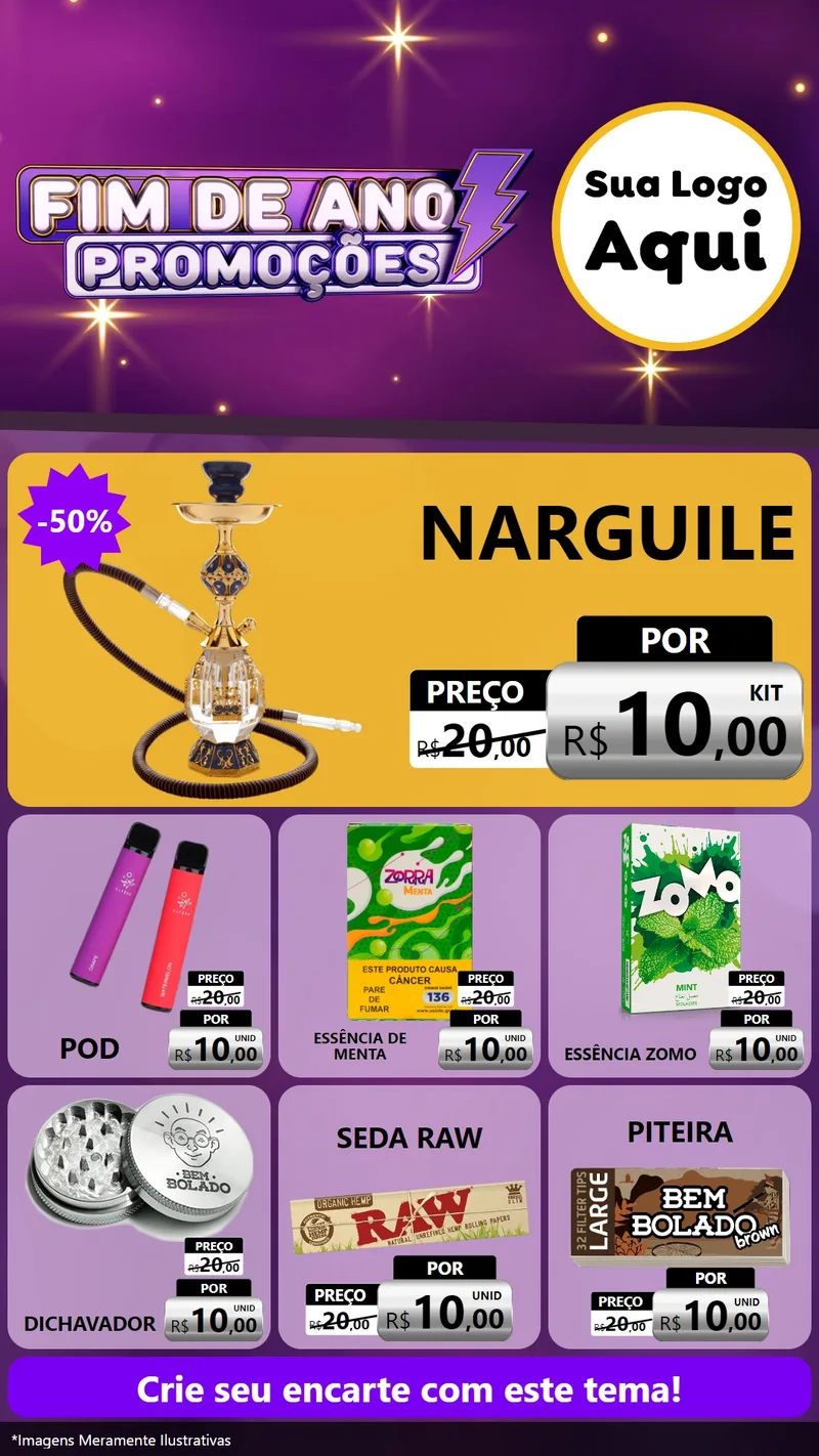 Modelo de Rede Social para Stories com o tema Fim de Ano Promoções para Tabacaria