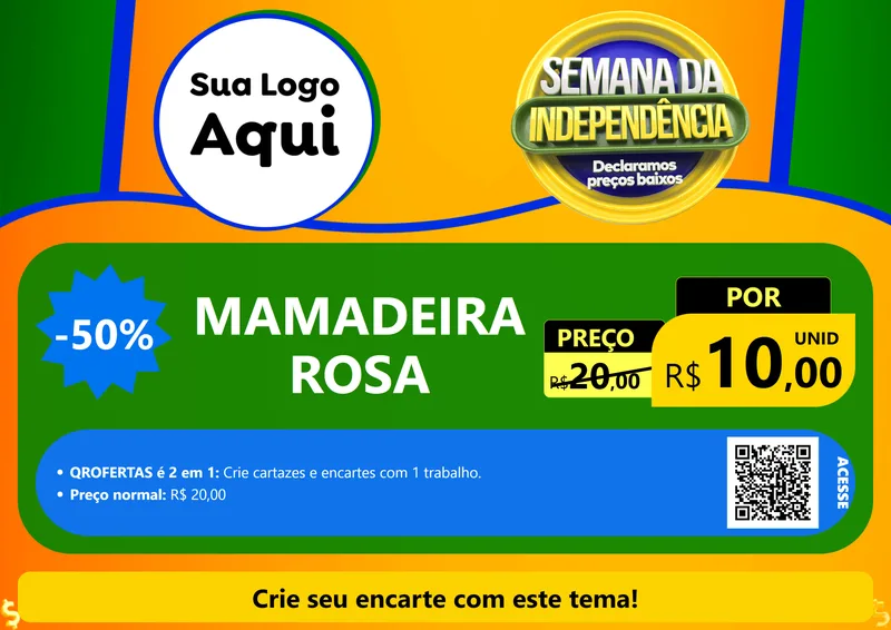 Modelo de Cartaz para Cartaz A4 Horizontal com o tema Semana da Independência Declaramos Preços Baixos para Bebês