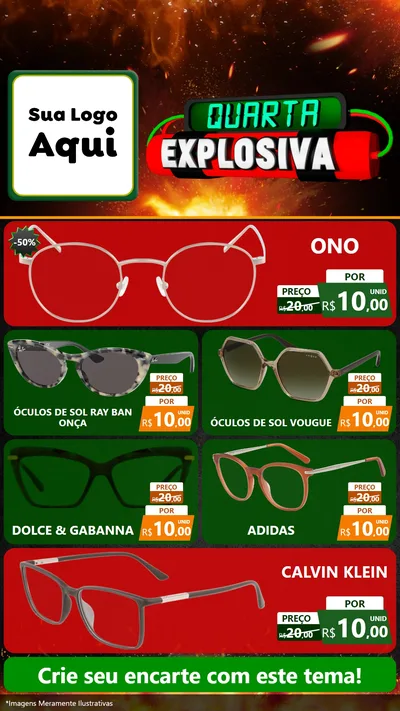 Modelo de TV para TV Vertical com o tema Quarta Explosiva para Óticas