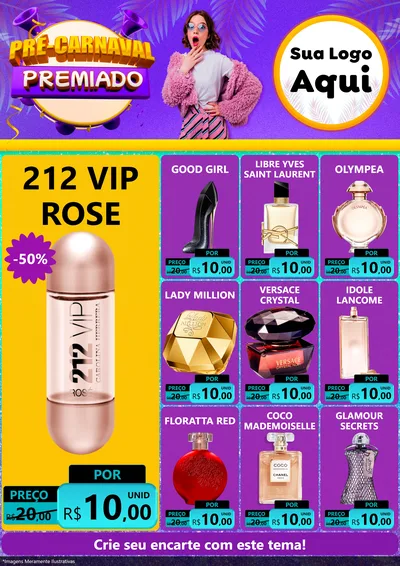 Modelo de Encarte para Encarte A4 Vertical com o tema Pré-Carnaval Premiado para Perfumes