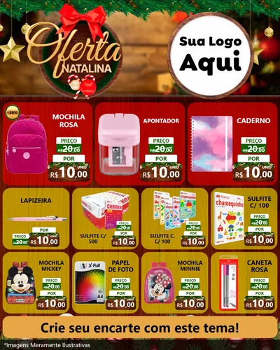 Modelo de Rede Social para Feed Instagram com o tema Ofertas Natalina para Papelaria