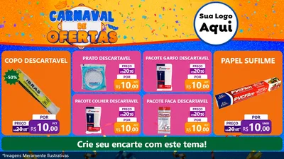 Modelo de TV para TV Horizontal com o tema Carnaval de Ofertas para Embalagens