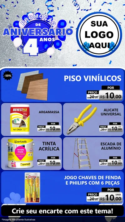 Modelo de TV para TV Vertical com o tema Promoção de Aniversário - 4 Anos para Material para Construção