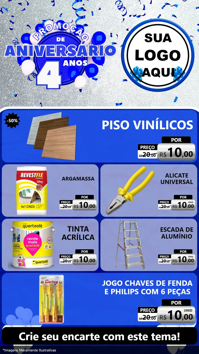 Modelo de TV para TV Vertical com o tema Promoção de Aniversário - 4 Anos para Material para Construção
