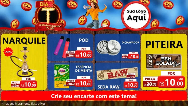 Modelo de TV para TV Horizontal com o tema Dia T - O Dia Mais Barato Do Mês para Tabacaria