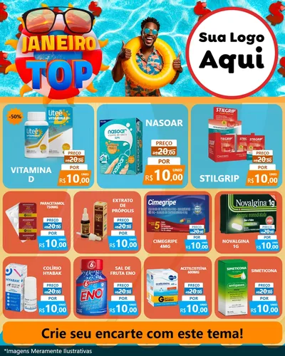 Modelo de Rede Social para Feed Instagram com o tema Janeiro Top para Farmácia