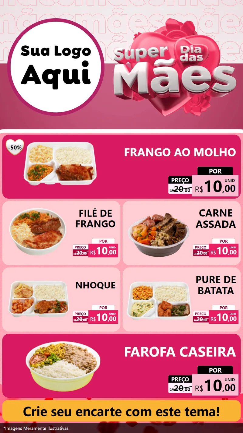 Modelo de TV para TV Vertical com o tema Super Dia Das Mães para Restaurante