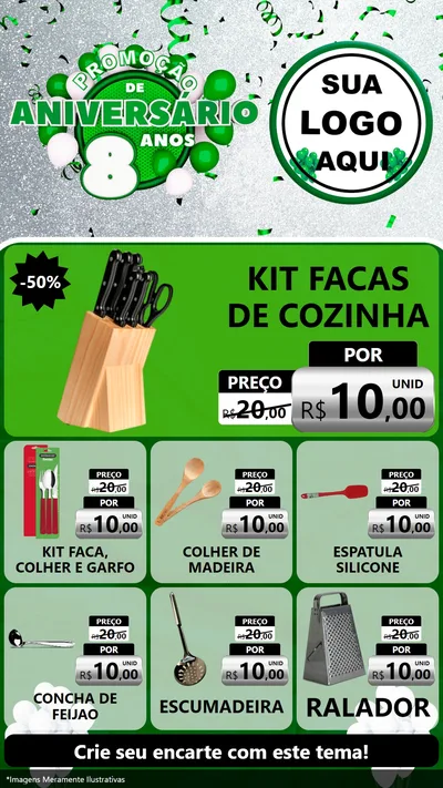 Modelo de Rede Social para Stories com o tema Promoção de Aniversário - 8 Anos para Utilidades Domésticas