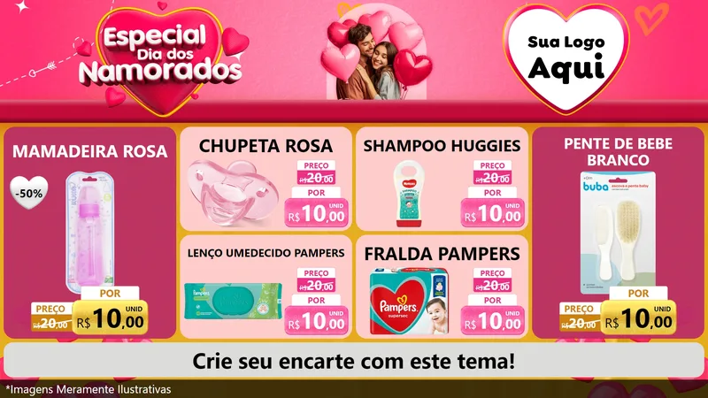 Modelo de TV para TV Horizontal com o tema Especial Dia dos Namorados para Bebês