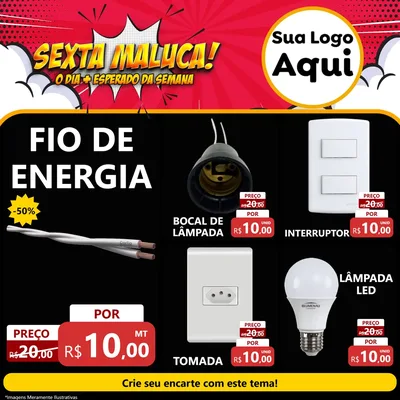 Modelo de Rede Social para Feed Facebook com o tema Sexta Maluca! para Materiais Elétricos