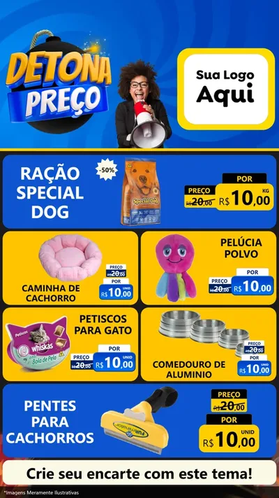 Modelo de TV para TV Vertical com o tema Detona Preços para Pet Shop