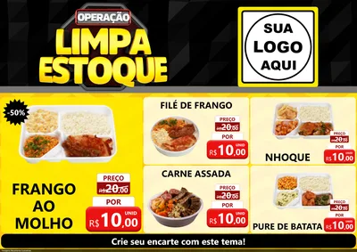 Modelo de Encarte para Encarte A4 Horizontal com o tema Operação Limpa Estoque para Restaurante
