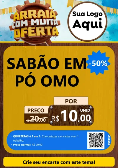 Modelo de Cartaz para Cartaz A4 Vertical com o tema Ofertas de São João - Junina para Produtos de Limpeza