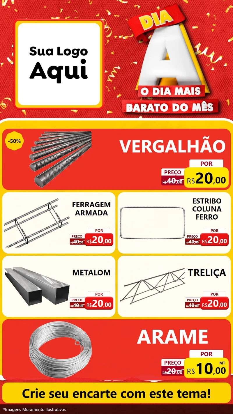 Modelo de TV para TV Vertical com o tema Dia A o Dia Mais Barato do Mês para Ferragens