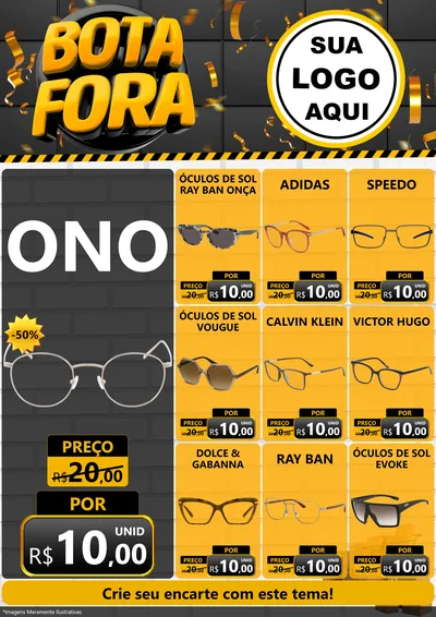 Modelo de Encarte para Encarte A4 Vertical com o tema Bota Fora para Óticas
