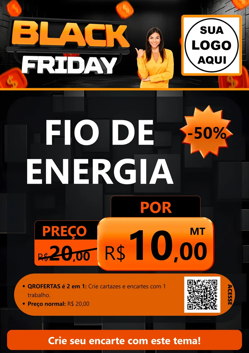 Modelo de Cartaz para Cartaz A4 Vertical com o tema Black Friday para Materiais Elétricos