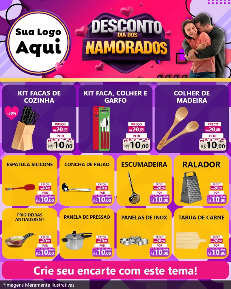 Modelo de Rede Social para Feed Instagram com o tema Desconto Dia dos Namorados para Utilidades Domésticas