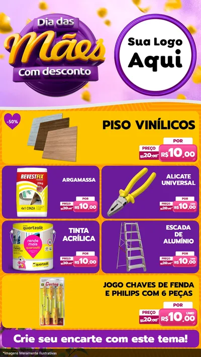 Modelo de TV para TV Vertical com o tema Dia das Mães com Desconto para Material para Construção