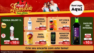 Modelo de TV para TV Horizontal com o tema Alegria em Família Super Ofertas - Natal para Distribuidora de bebidas