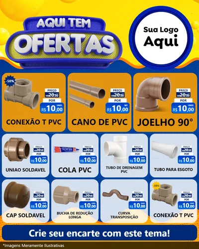 Modelo de Rede Social para Feed Instagram com o tema Aqui Tem Ofertas para Tubos e conexões