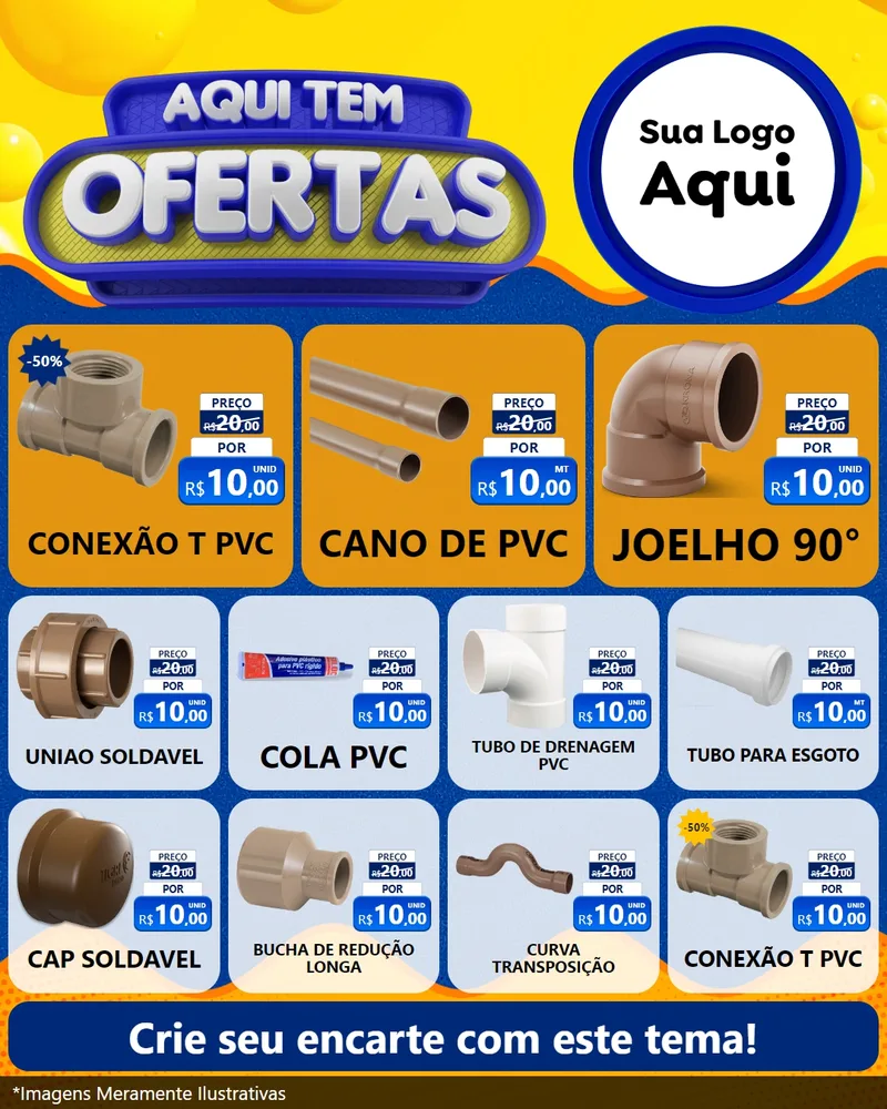 Modelo de Rede Social para Feed Instagram com o tema Aqui Tem Ofertas para Tubos e conexões