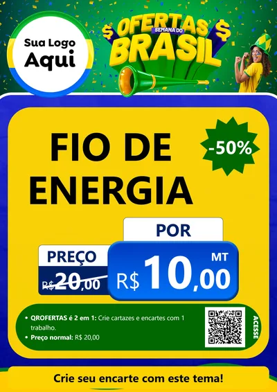 Modelo de Cartaz para Cartaz A4 Vertical com o tema Ofertas Semana do Brasil para Materiais Elétricos