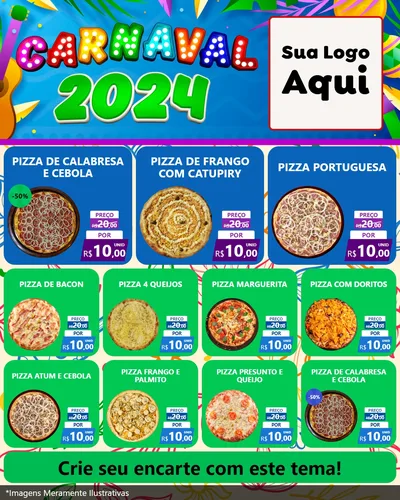 Modelo de Rede Social para Feed Instagram com o tema Carnaval 2027 para Pizzaria