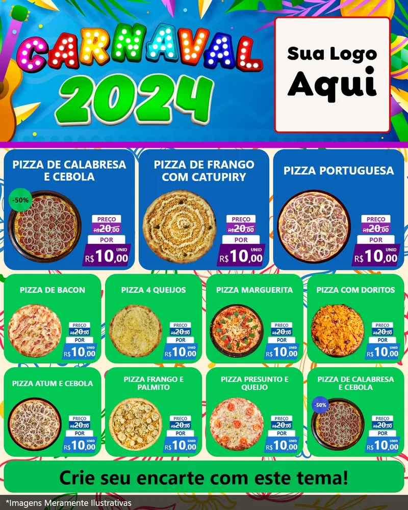 Modelo de Rede Social para Feed Instagram com o tema Carnaval 2027 para Pizzaria
