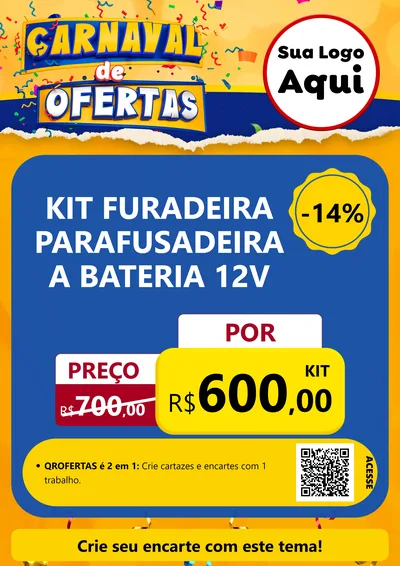 Modelo de Cartaz para Cartaz A4 Vertical com o tema Carnaval de Ofertas para Maquinas e Ferramentas
