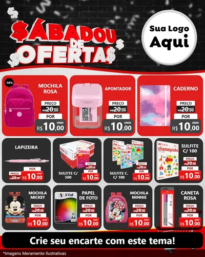 Modelo de Rede Social para Feed Instagram com o tema Sabadou de Ofertas para Papelaria