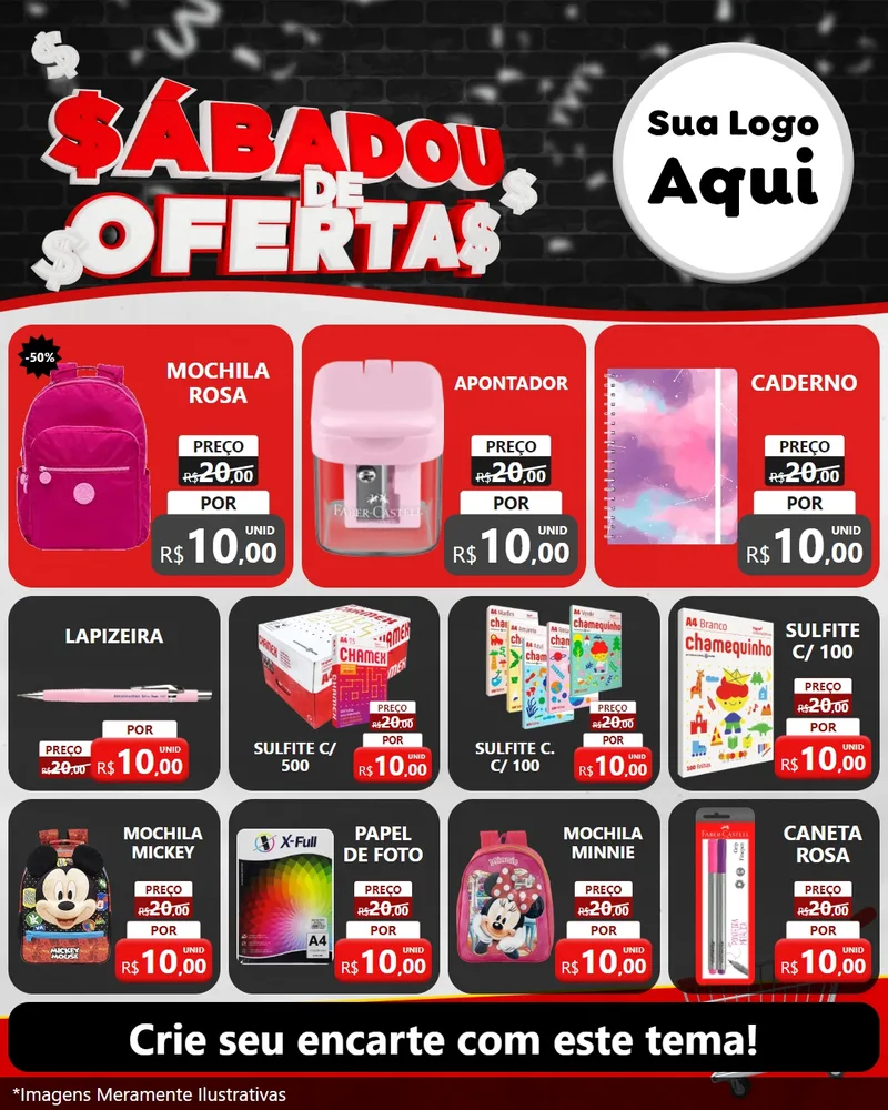 Modelo de Rede Social para Feed Instagram com o tema Sabadou de Ofertas para Papelaria