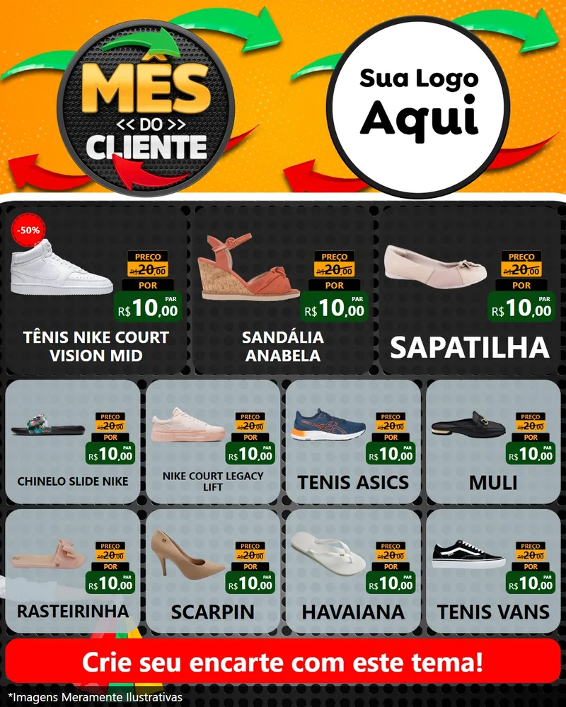 Modelo de Rede Social para Feed Instagram com o tema Mês do Cliente para Calçados