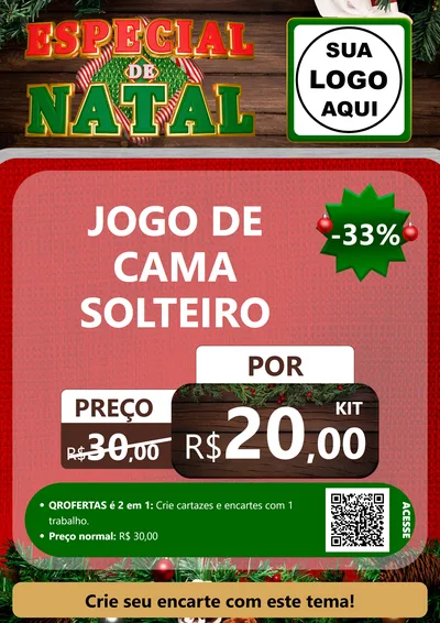 Modelo de Cartaz para Cartaz A4 Vertical com o tema Especial de Natal para Cama, Mesa e Banho