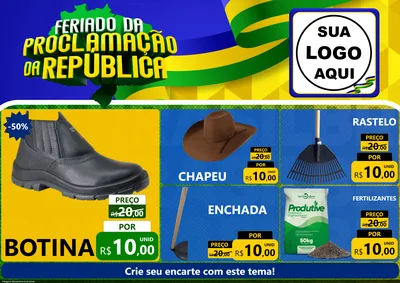 Modelo de Encarte para Encarte A4 Horizontal com o tema Feriado da Proclamação da República para Agropecuária